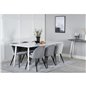 Polar Dining table 180 cm - White top / White Legs, Velvet Dining Chair - Light Grey / Black_6