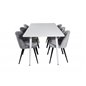 Polar Dining table 180 cm - White top / White Legs, Velvet Dining Chair - Light Grey / Black_6