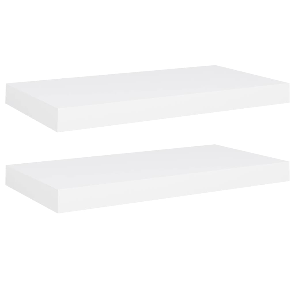  Svävande vägghyllor 2 st vit 50x23x3,8 cm MDF