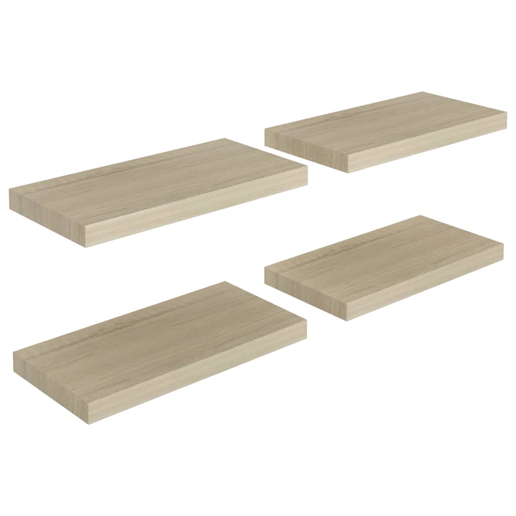  Svävande vägghyllor 4 st ek 50x23x3,8 cm MDF