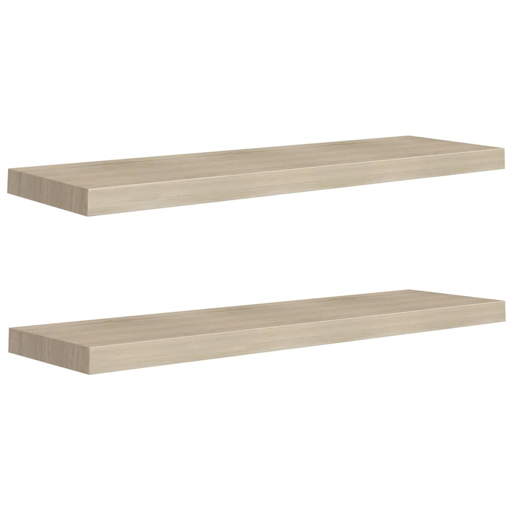  Svävande vägghyllor 2 st ek 90x23,5x3,8 cm MDF