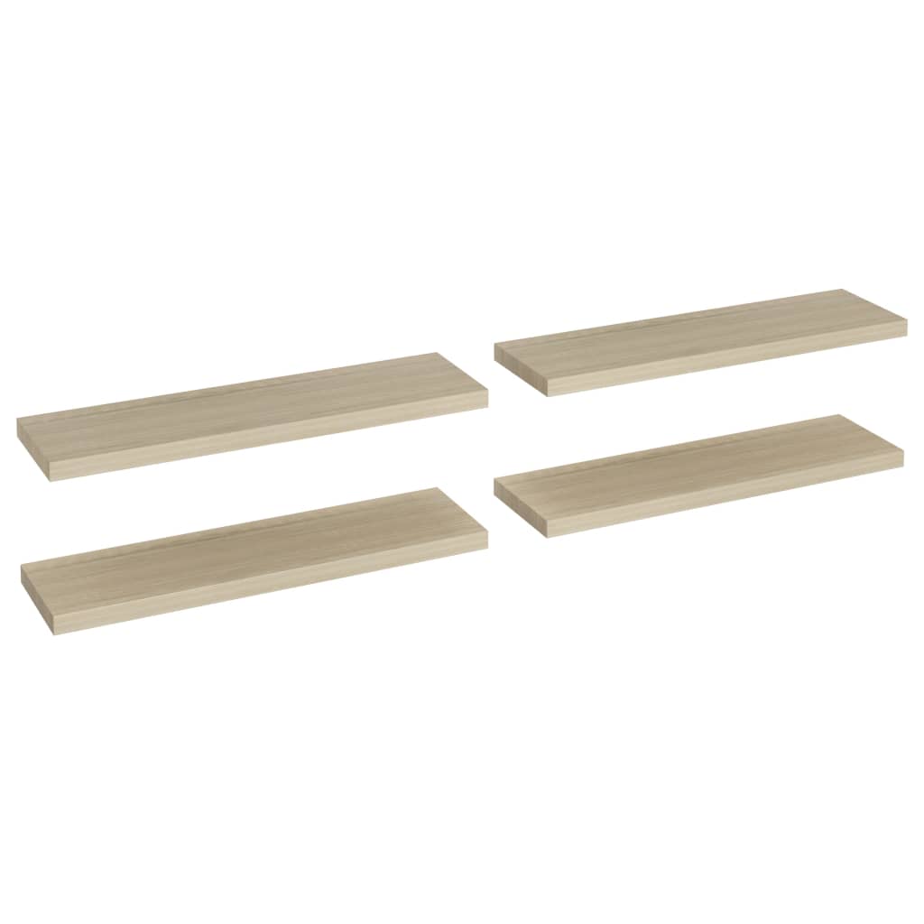  Svävande vägghyllor 4 st ek 90x23,5x3,8 cm MDF