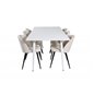 Polar Dining table 180 cm - White top / White Legs, Velvet Dining Chair - Beige / Black_6