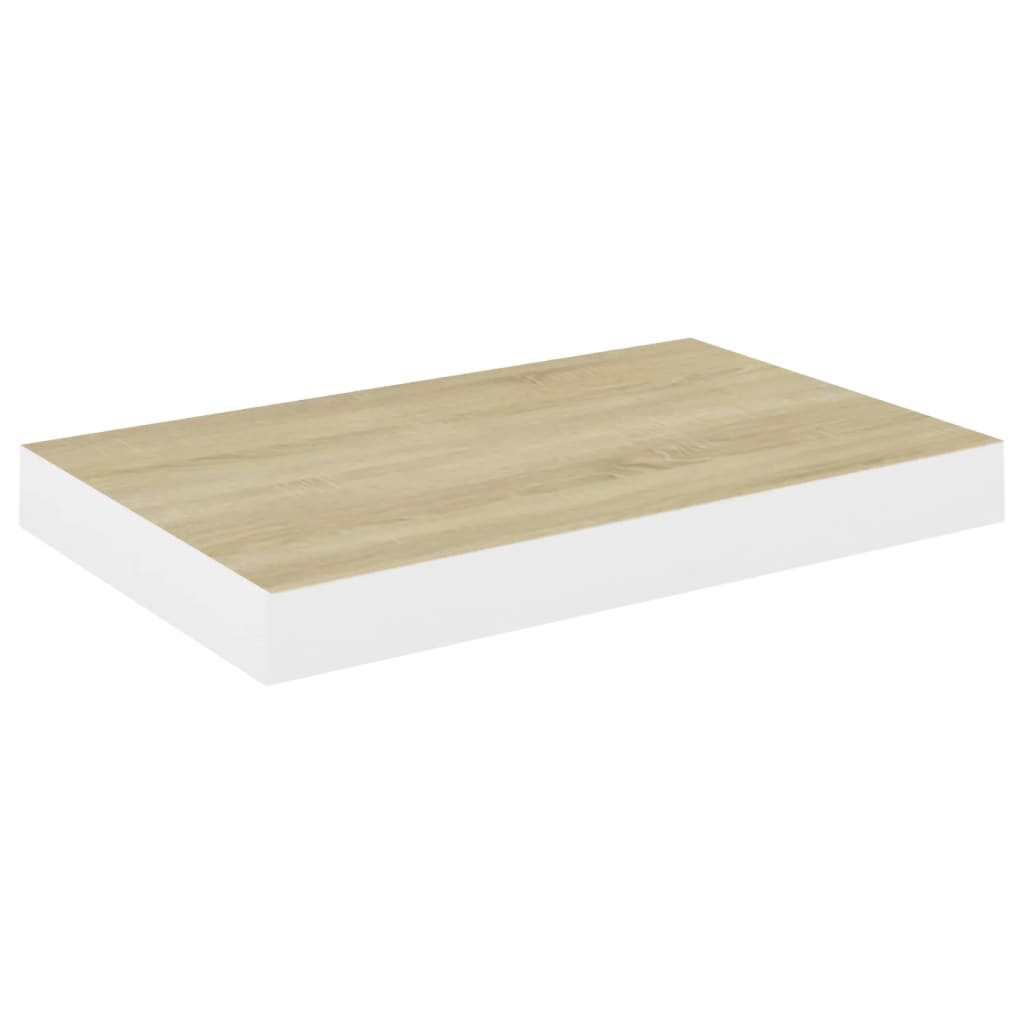  Svävande vägghylla ek och vit 50x23x3,8 cm MDF