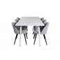 Polar Dining table 180 cm - White top / White Legs, Velvet Dining Chair Corduroy - Light Grey / Black_6