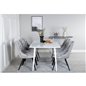 Polar Dining table 180 cm - White top / White Legs, Velvet Deluxe Dining Chair - Light Grey / Black_6