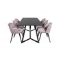 Marina Dining Table - Black top / Black Legs , Velvet Dining Chair - Pink / Black_6