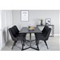 Marina Dining Table - Black top / Black Legs , Velvet Deluxe Dining Chair - Black Legs - Black Fabric_6