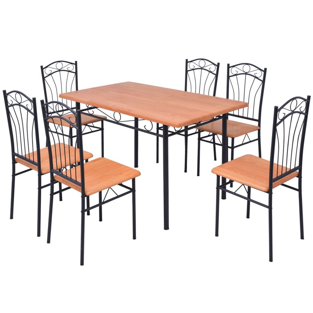  Matbord och stolar bruna 7 delar