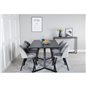 Marina Dining Table - Black top / Black Legs , Velvet Dining Chair - Light Grey / Black_6