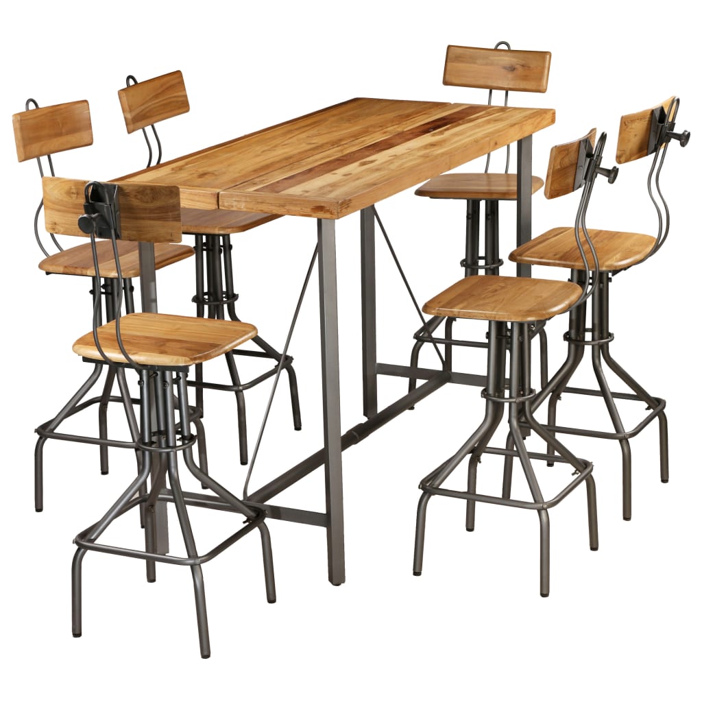  Barmöbler 7 delar massiv återvunnen teak