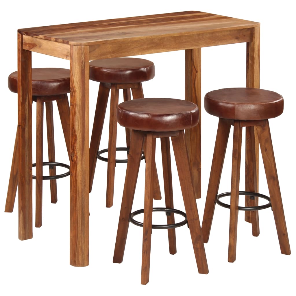  Bargrupp 5 delar massivt sheshamträ 115x56x107 cm