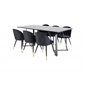 Marina Dining Table - Black top / Black Legs , Velvet Dining Chair Brass - Black / Black_6