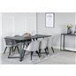 Marina Dining Table - Black top / Black Legs , Velvet Dining Chair Brass - Light Grey / Black_6