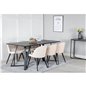 Marina Dining Table - Black top / Black Legs , Velvet Dining Chair - Beige / Black_6