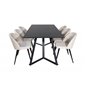 Marina Dining Table - Black top / Black Legs , Velvet Dining Chair - Beige / Black_6