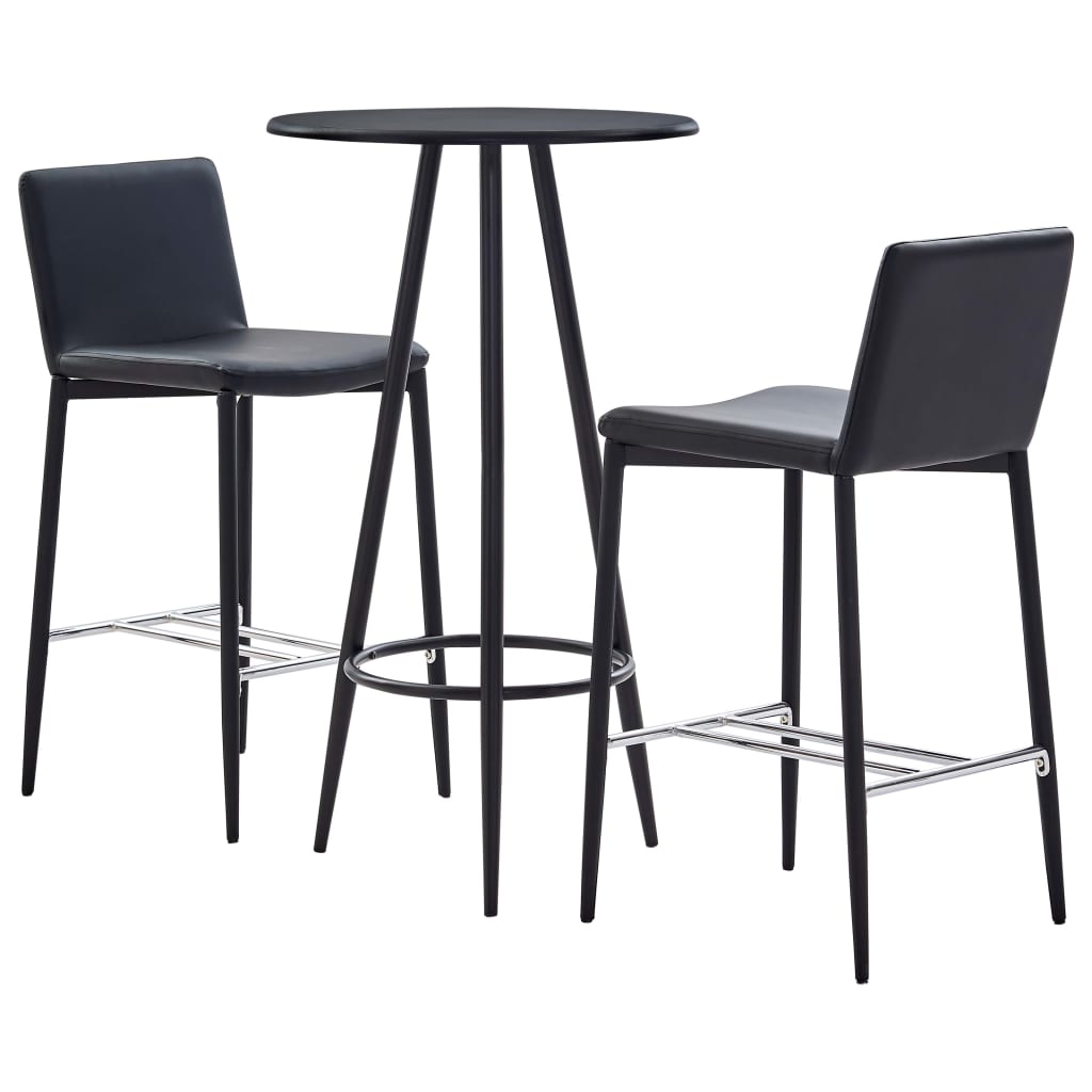  Bargrupp 3 delar konstläder svart