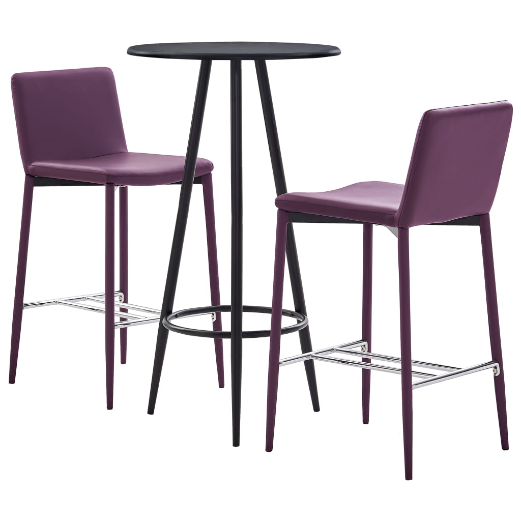  Bargrupp 3 delar konstläder lila