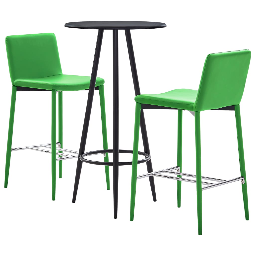  Bargrupp 3 delar konstläder grön