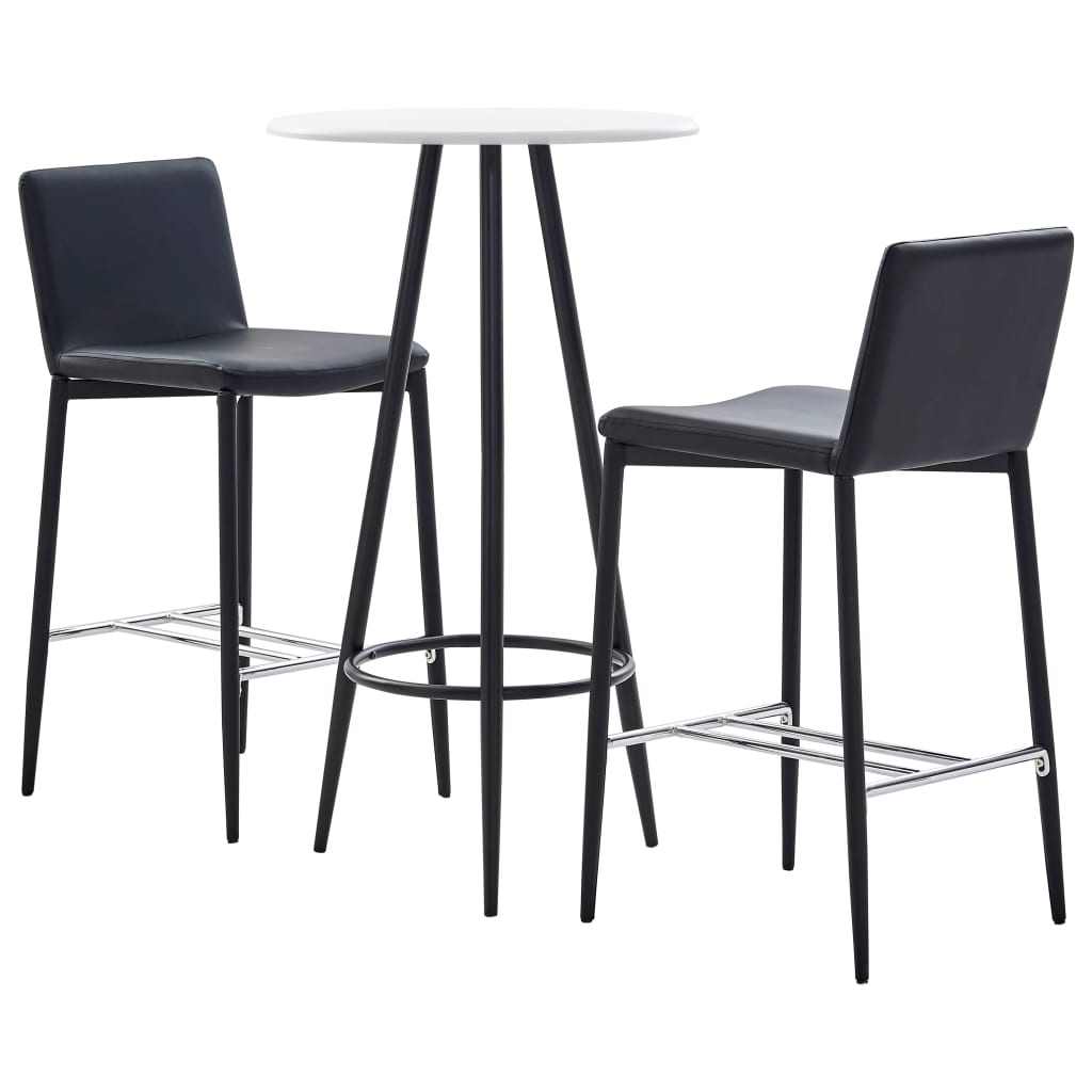  Bargrupp 3 delar konstläder svart