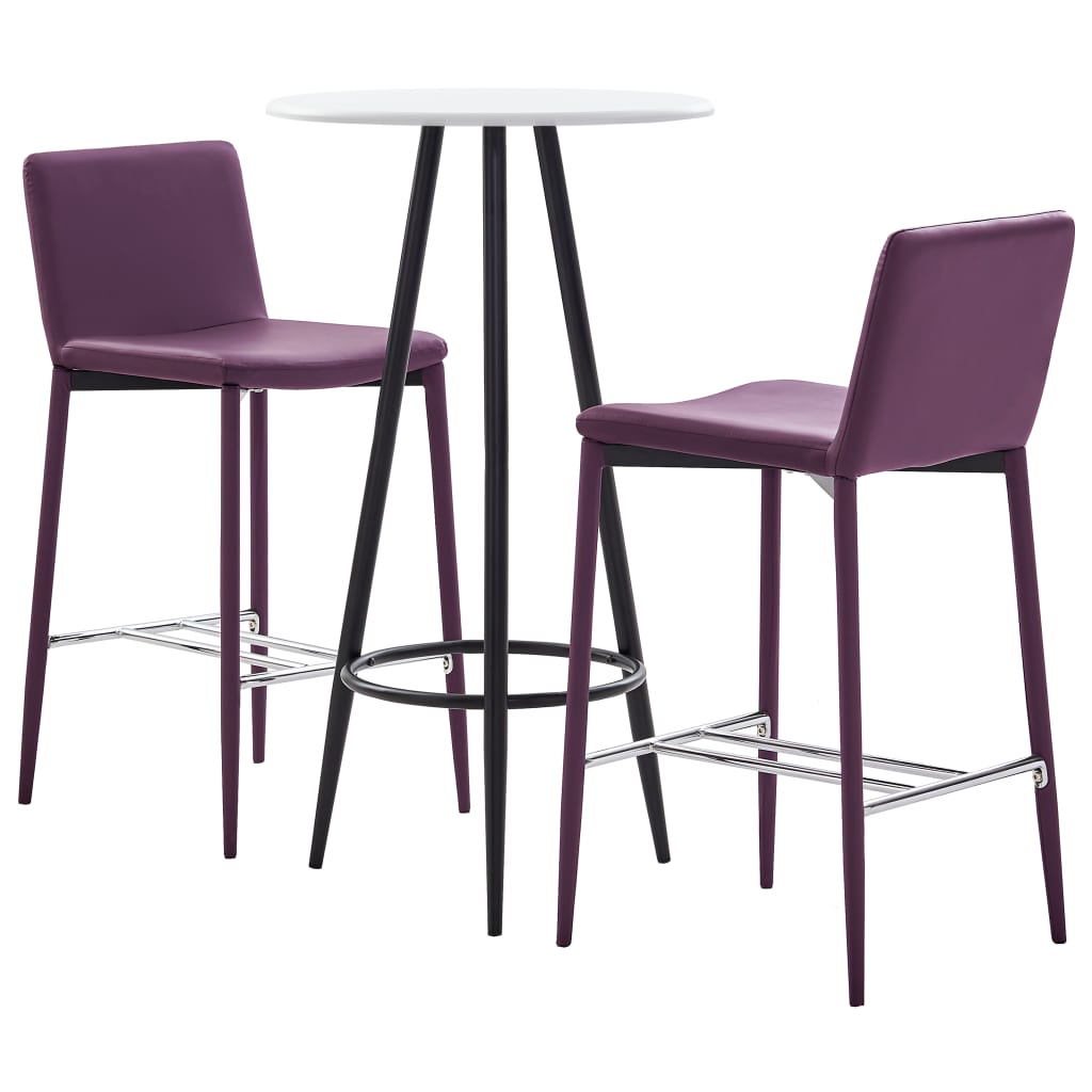  Bargrupp 3 delar konstläder lila