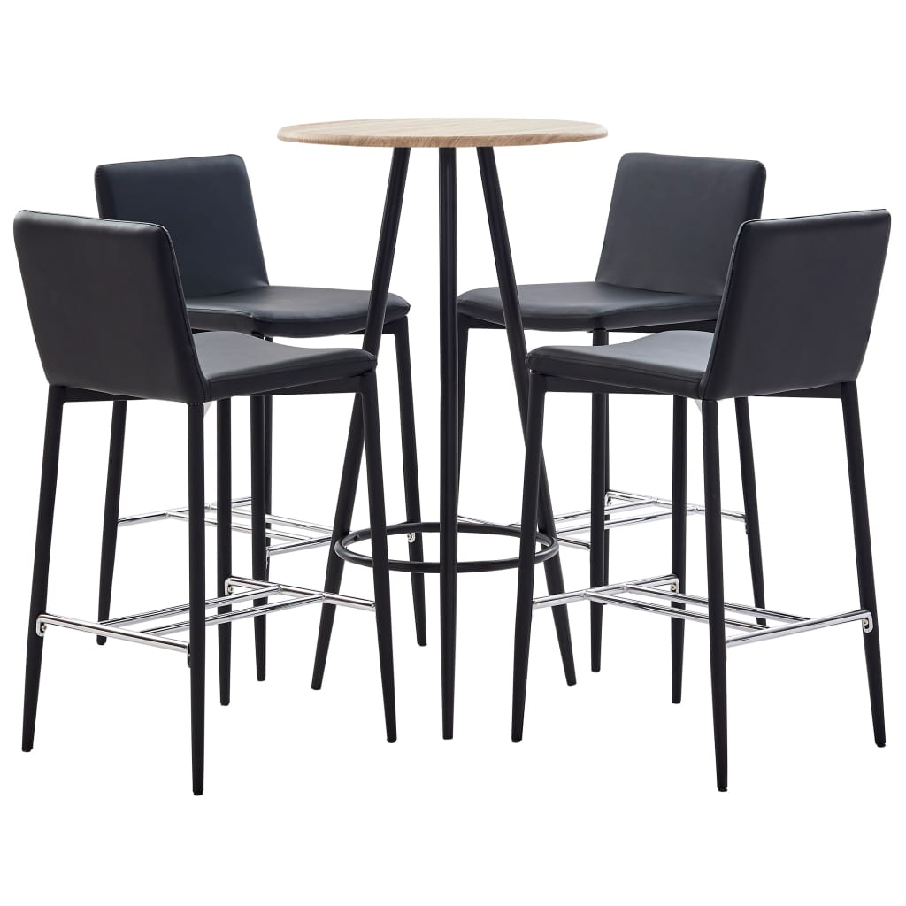  Bargrupp 5 delar konstläder svart