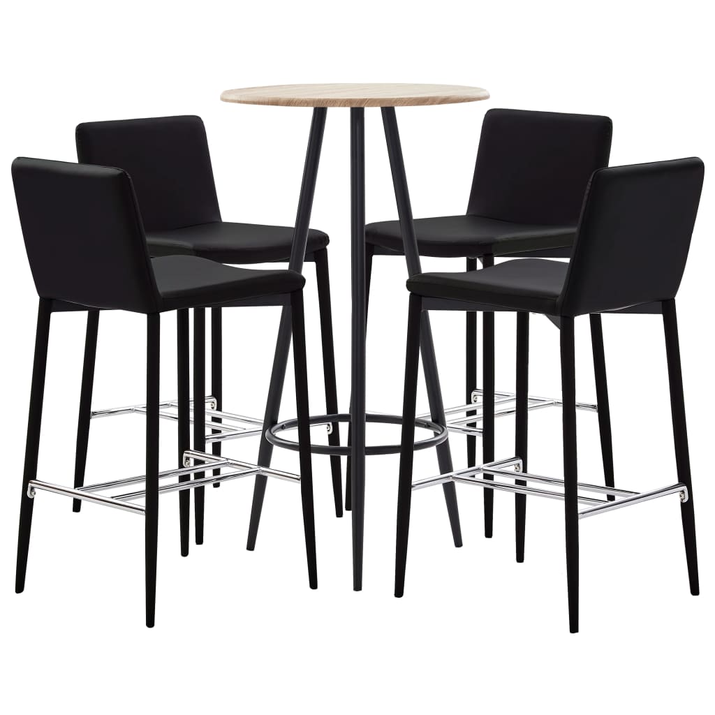  Bargrupp 5 delar konstläder brun
