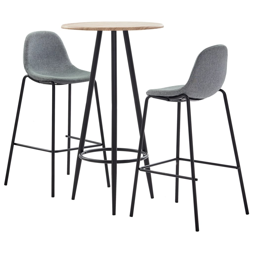  Bargrupp 3 delar tyg ljusgrå