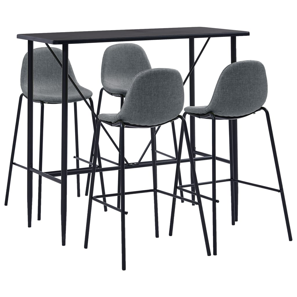  Bargrupp 5 delar tyg ljusgrå