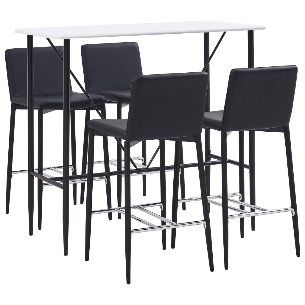  Bargrupp 5 delar konstläder svart
