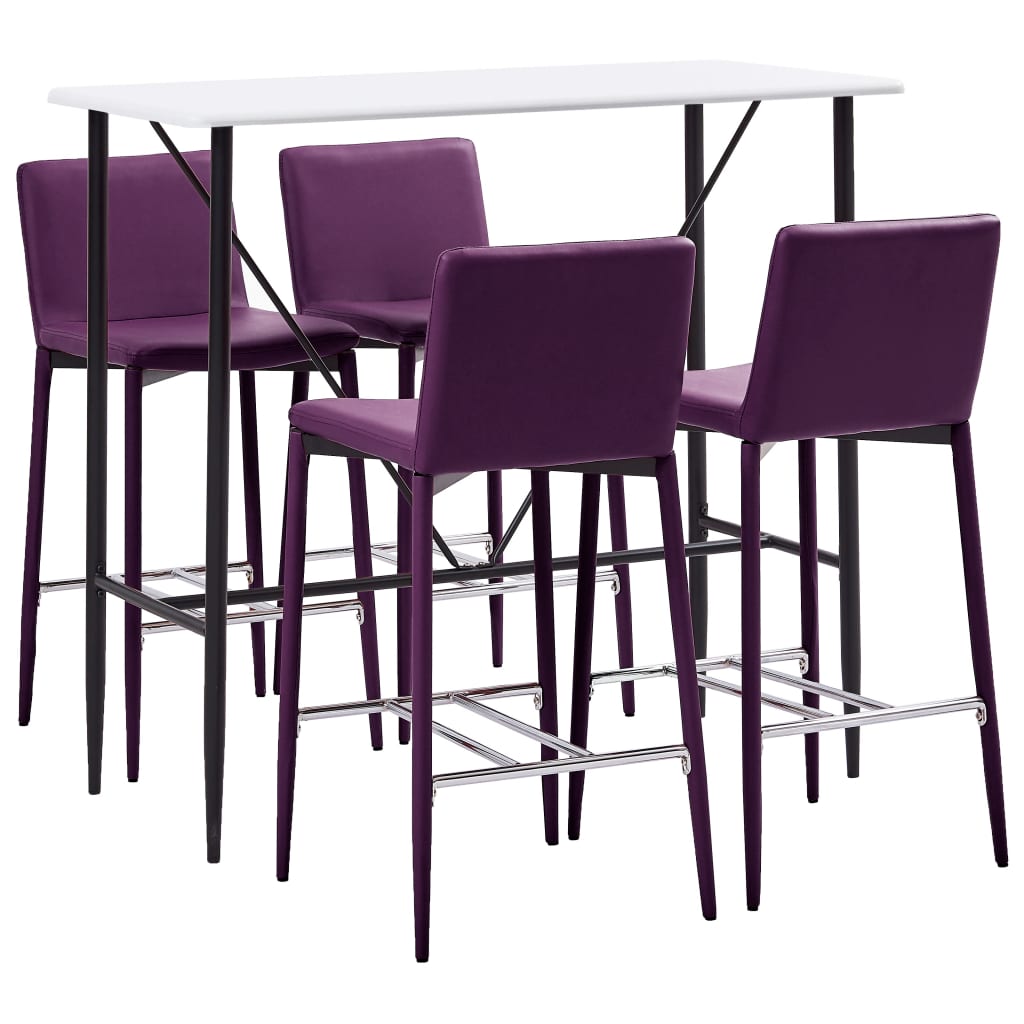  Bargrupp 5 delar konstläder lila
