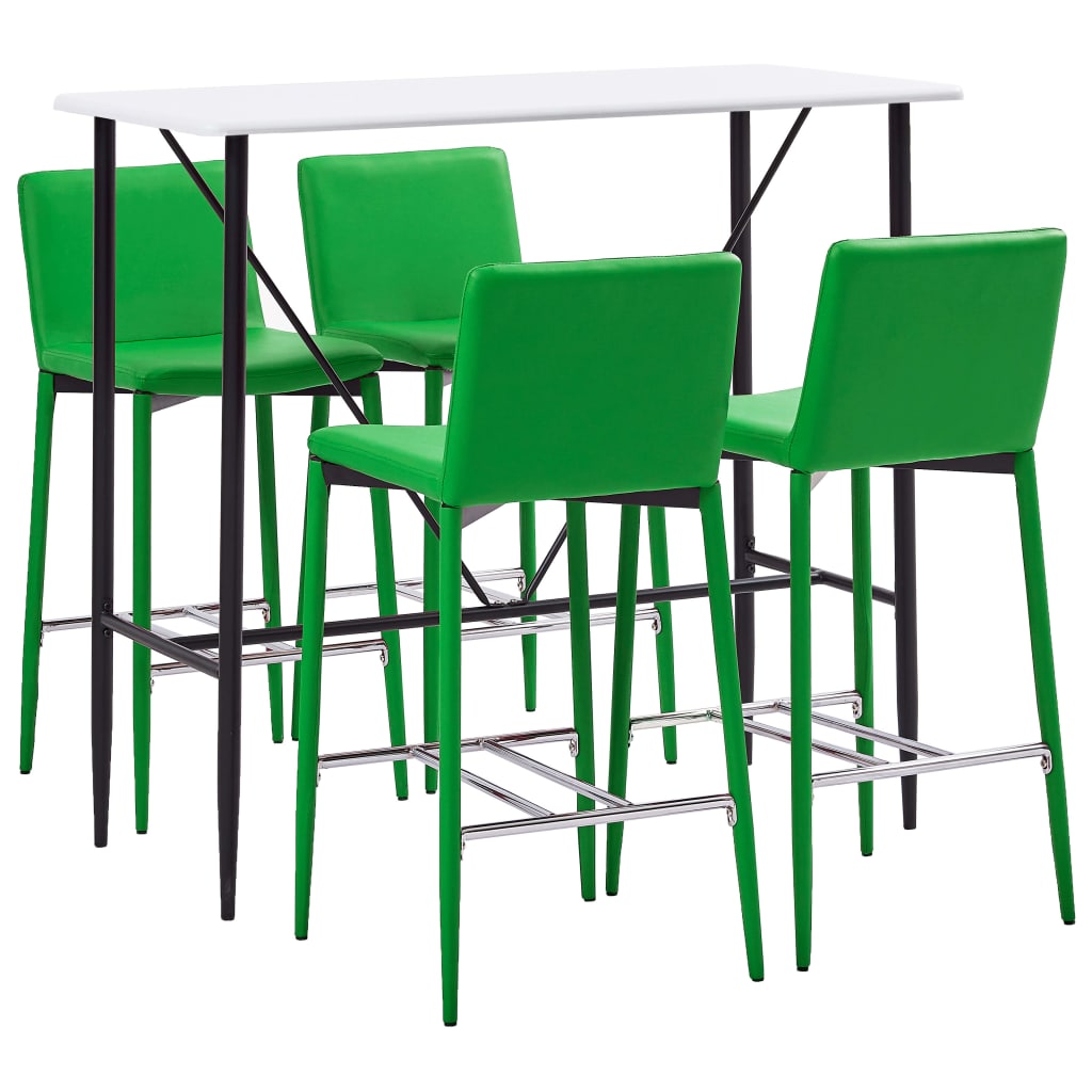  Bargrupp 5 delar konstläder grön