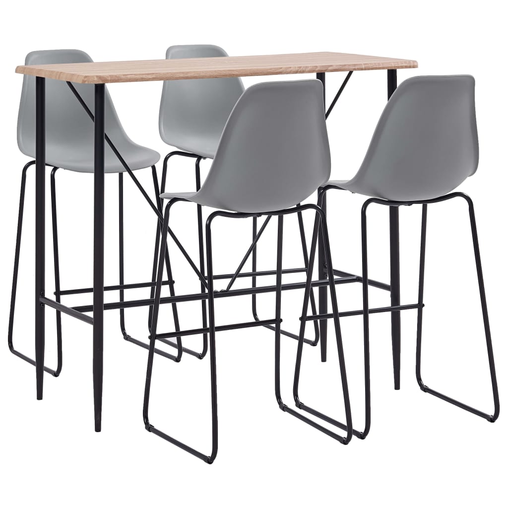  Bargrupp 5 delar plast grå
