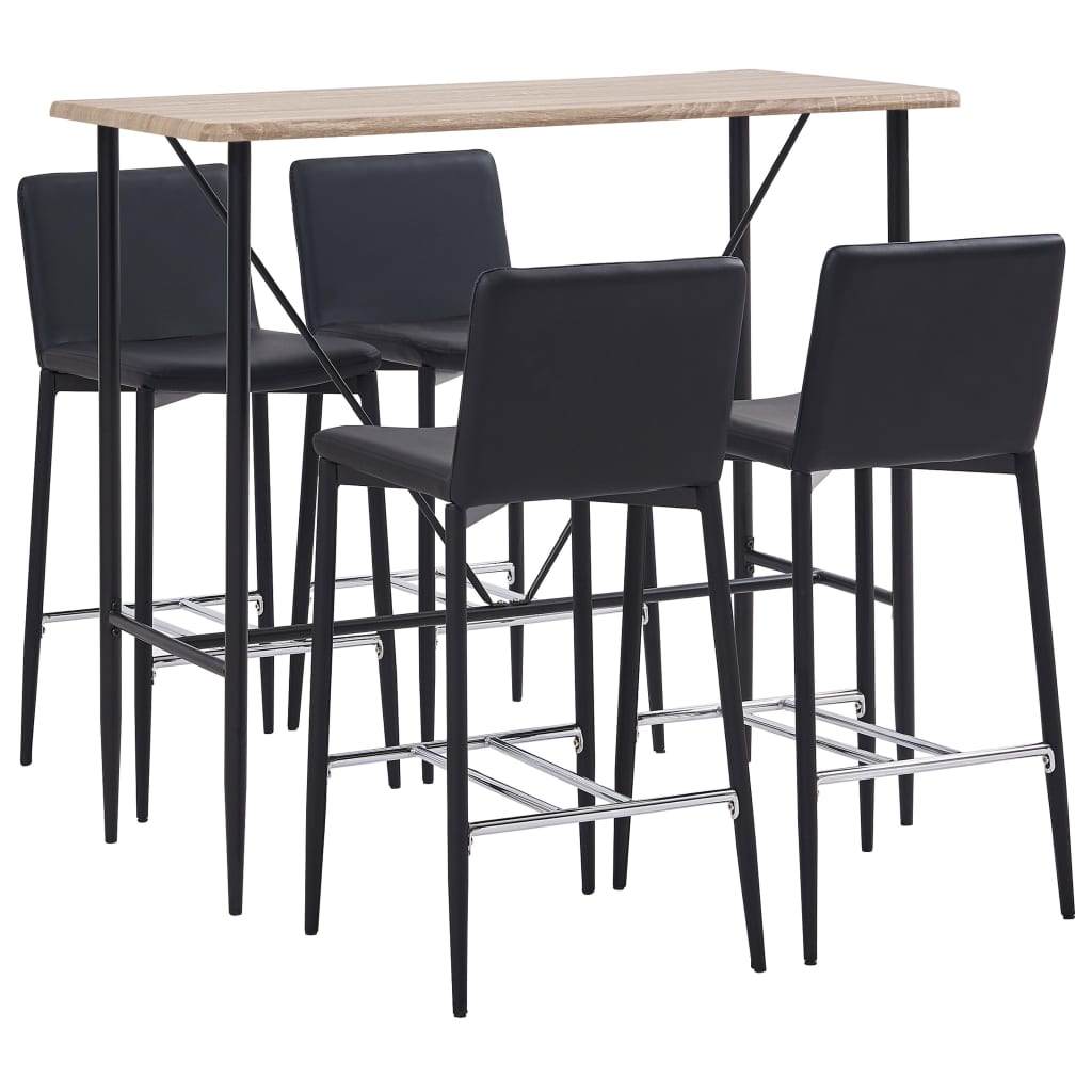  Bargrupp 5 delar konstläder svart
