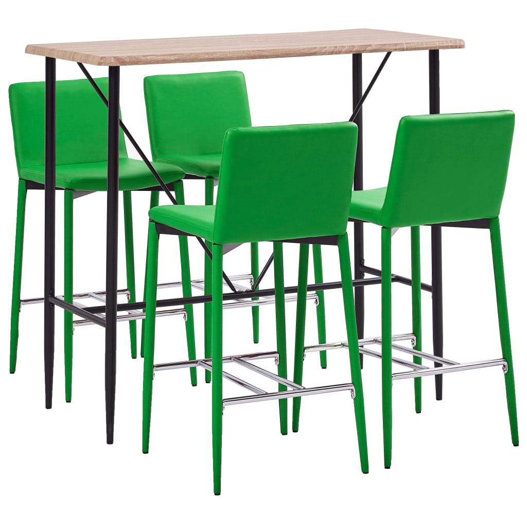  Bargrupp 5 delar konstläder grön