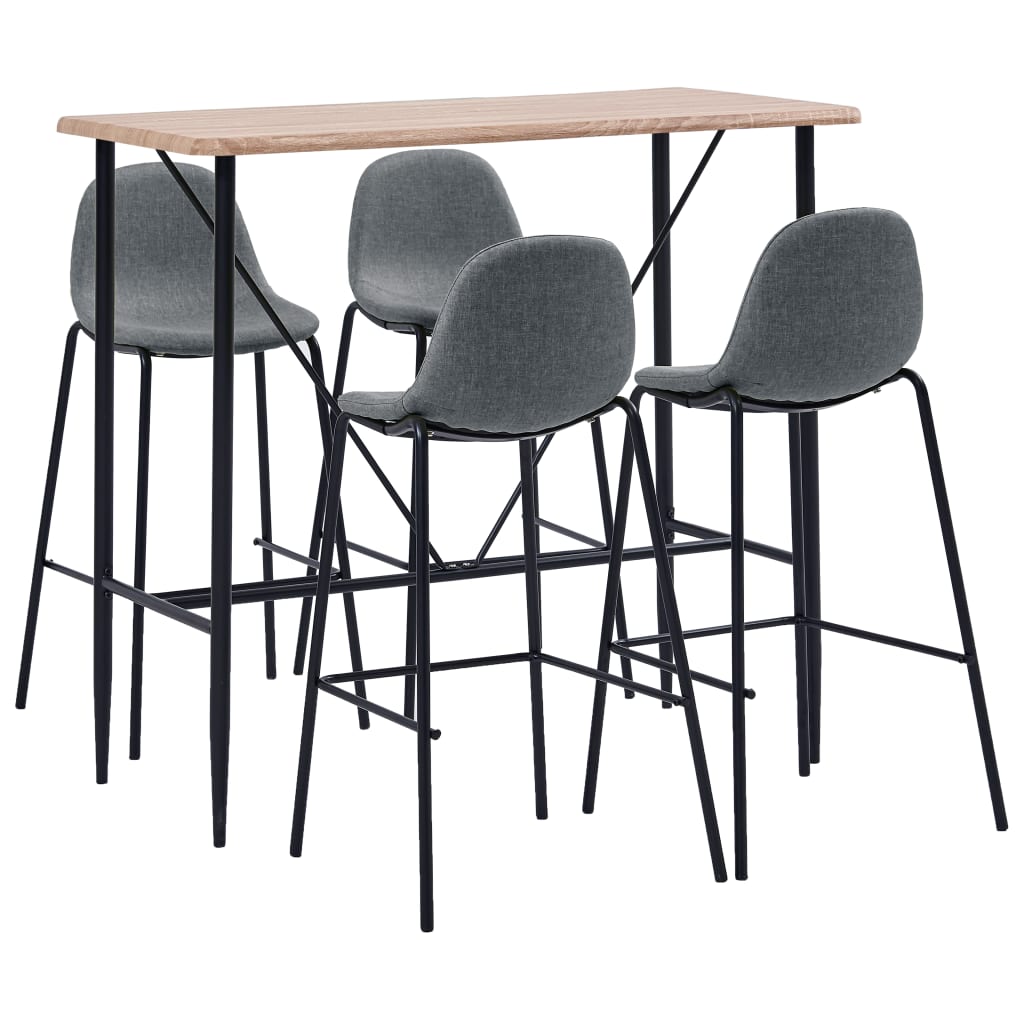  Bargrupp 5 delar tyg ljusgrå