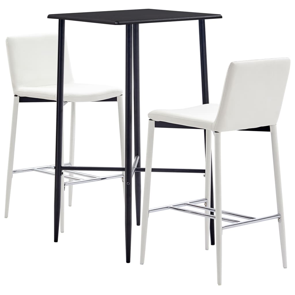  Bargrupp 3 delar konstläder vit