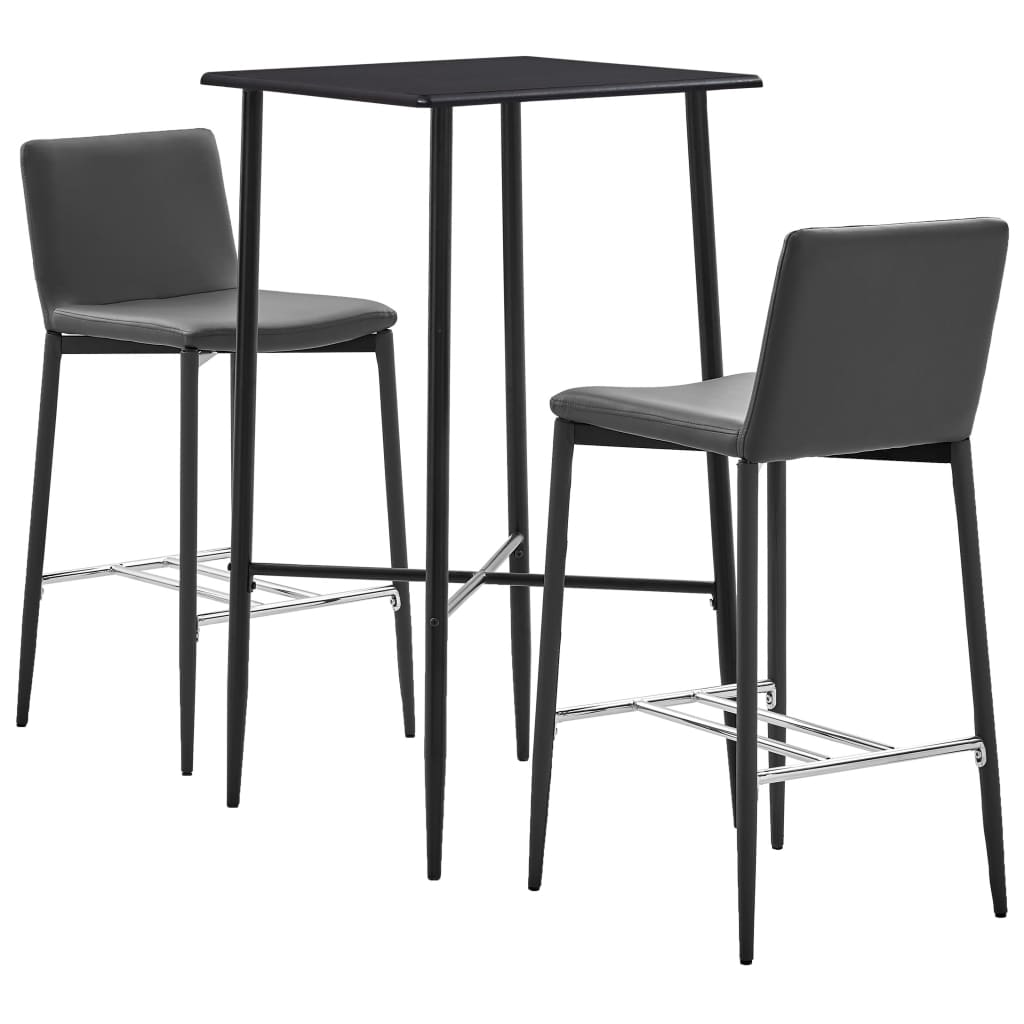 Bargrupp 3 delar konstläder grå
