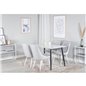 Polar Dining Table - 120*75*H75 - White / Black, Velvet Deluxe Dining Chair - White Legs - Light Grey Fabric_4