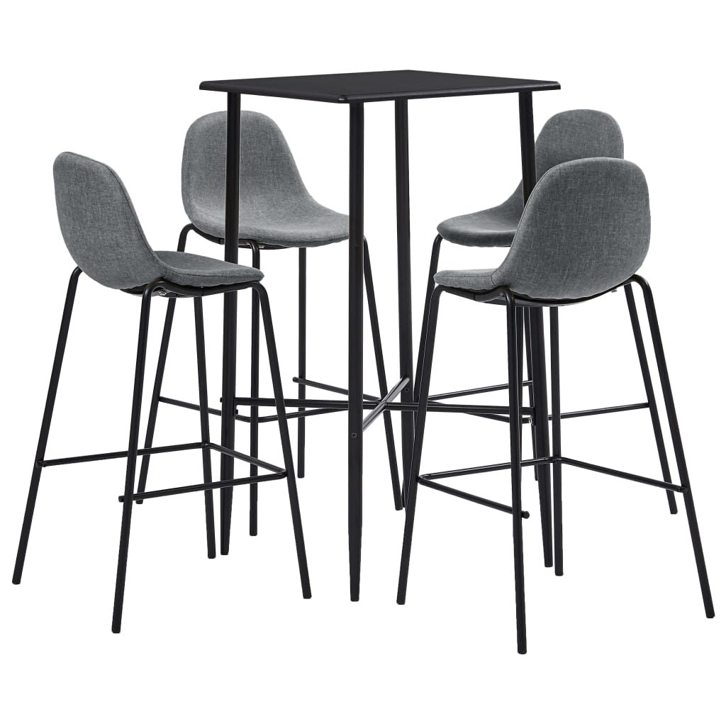  Bargrupp 5 delar tyg ljusgrå