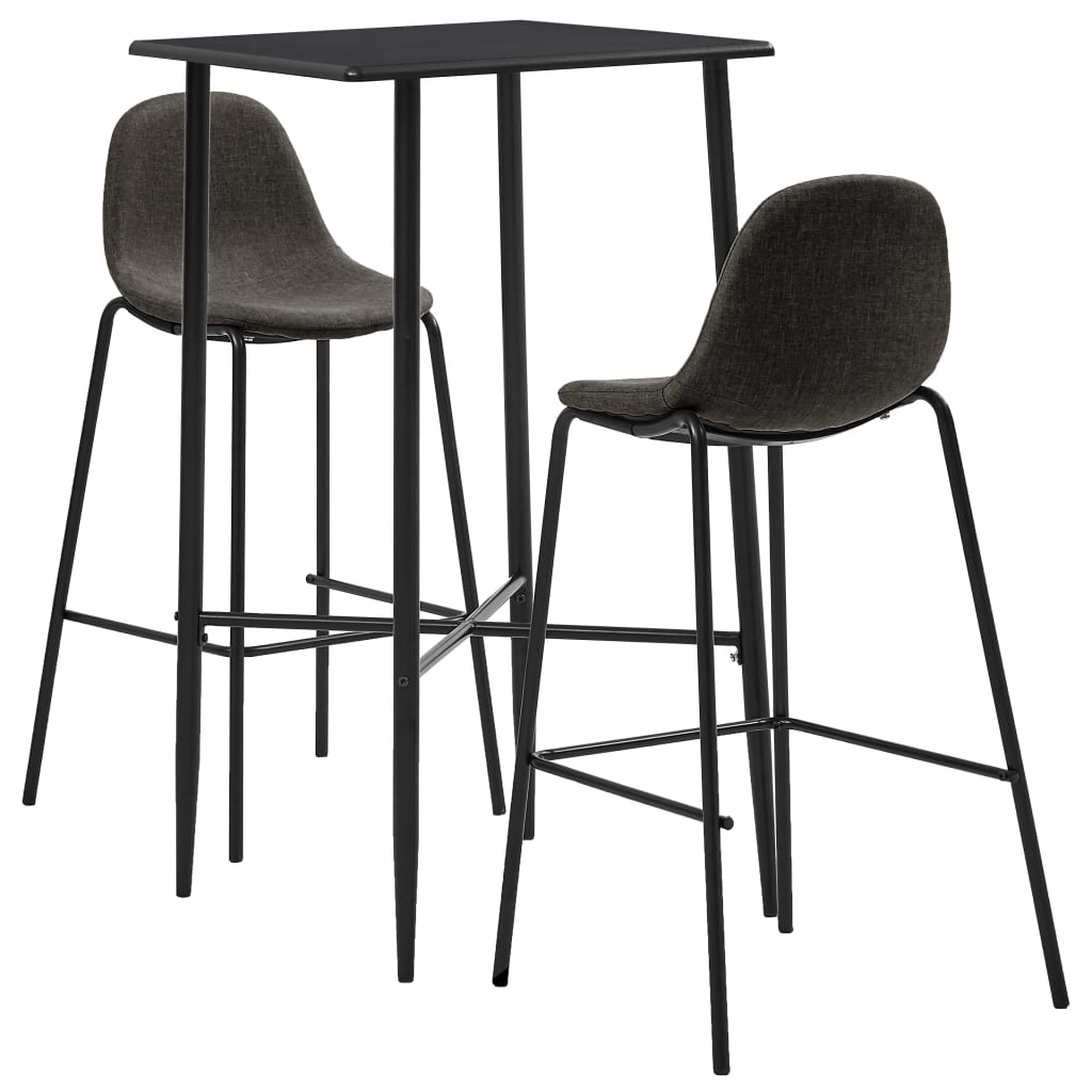  Bargrupp 3 delar tyg mörkgrå