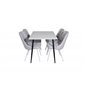 Polar Dining Table - 120*75*H75 - White / Black, Velvet Deluxe Dining Chair - White Legs - Light Grey Fabric_4