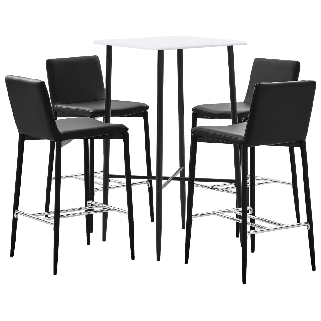  Bargrupp 5 delar konstläder svart