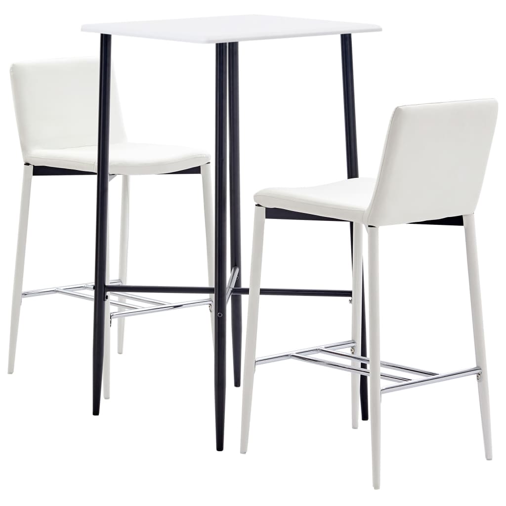  Bargrupp 3 delar konstläder vit