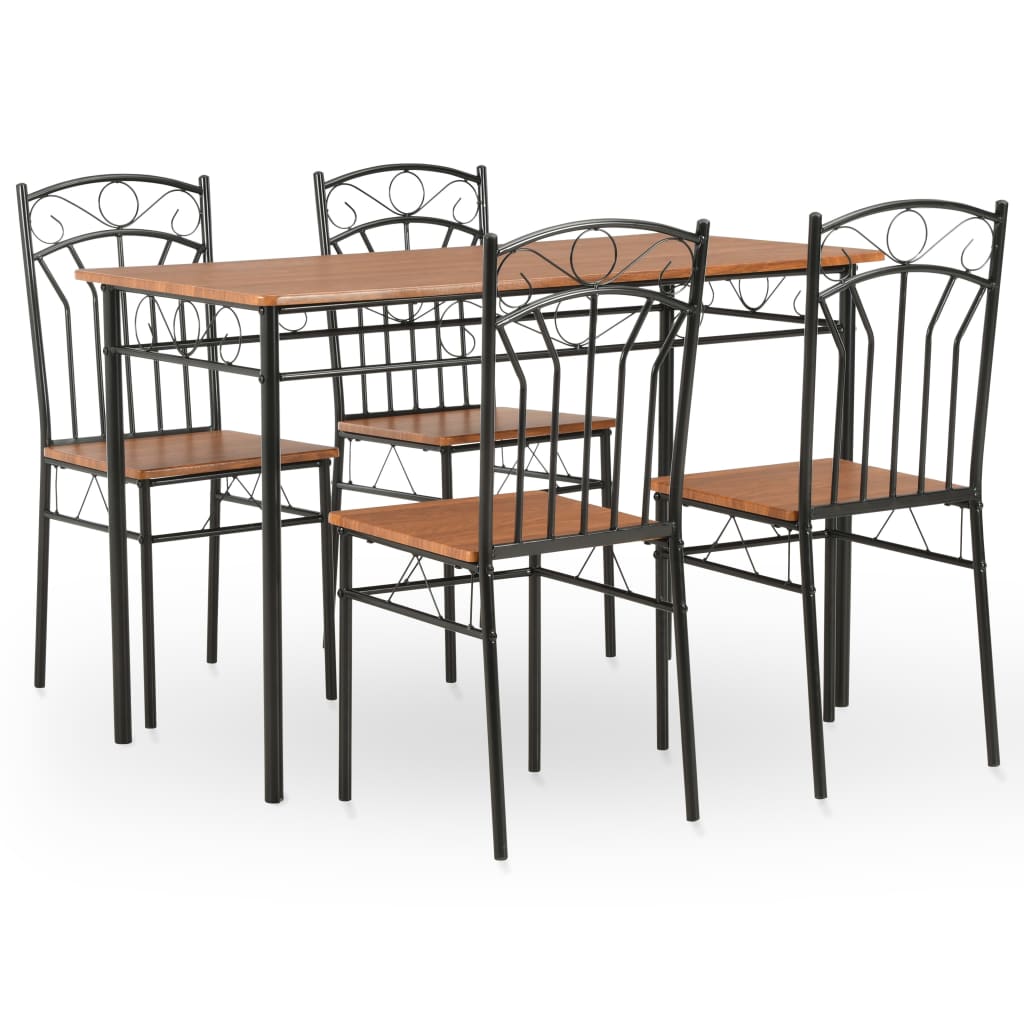  Matgrupp 5 delar MDF och stål brun