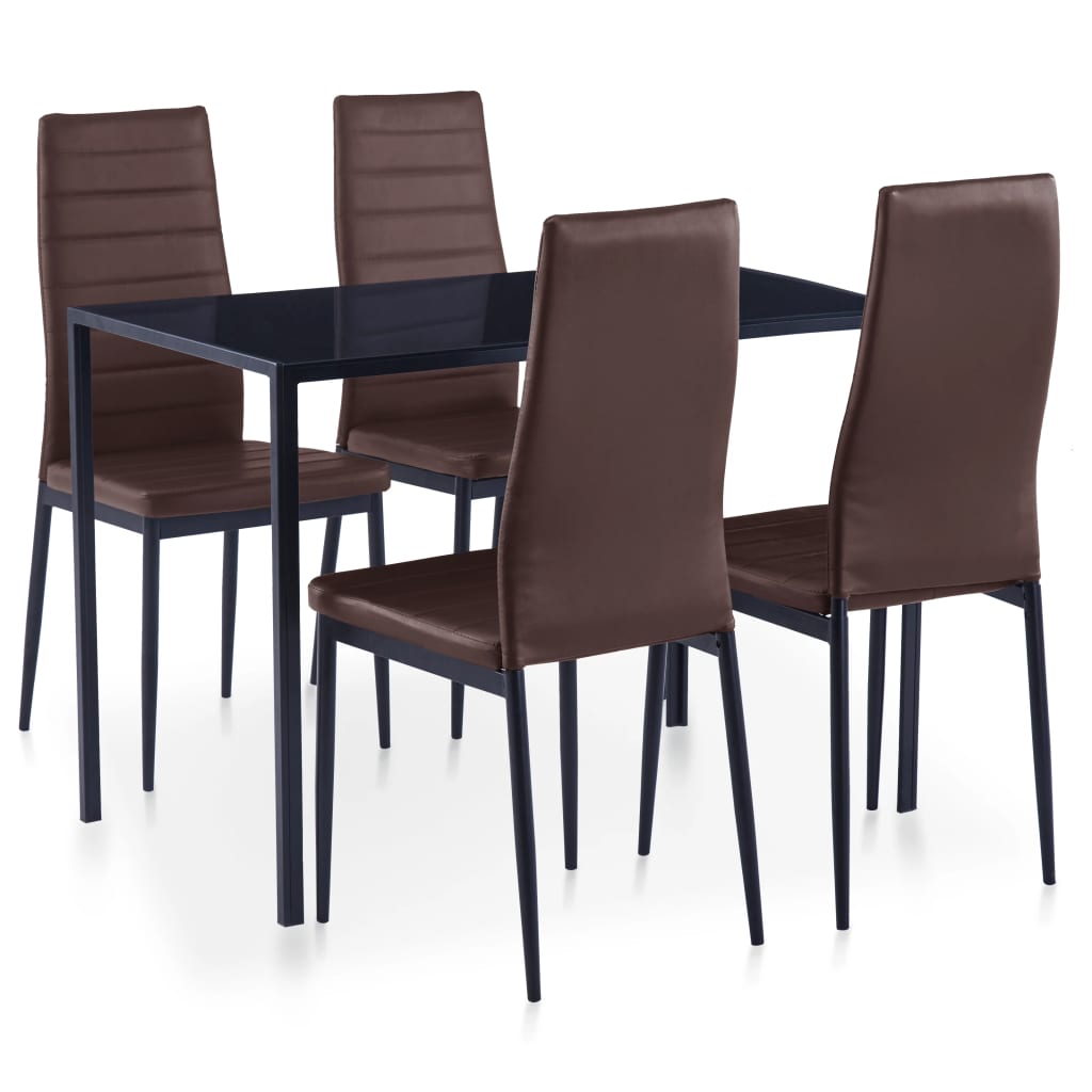  Matbord och stolar 5 delar brun