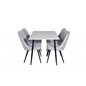 Polar Dining Table - 120*75*H75 - White / Black, Velvet Deluxe Dining Chair - Black Legs - Light Grey Fabric_4