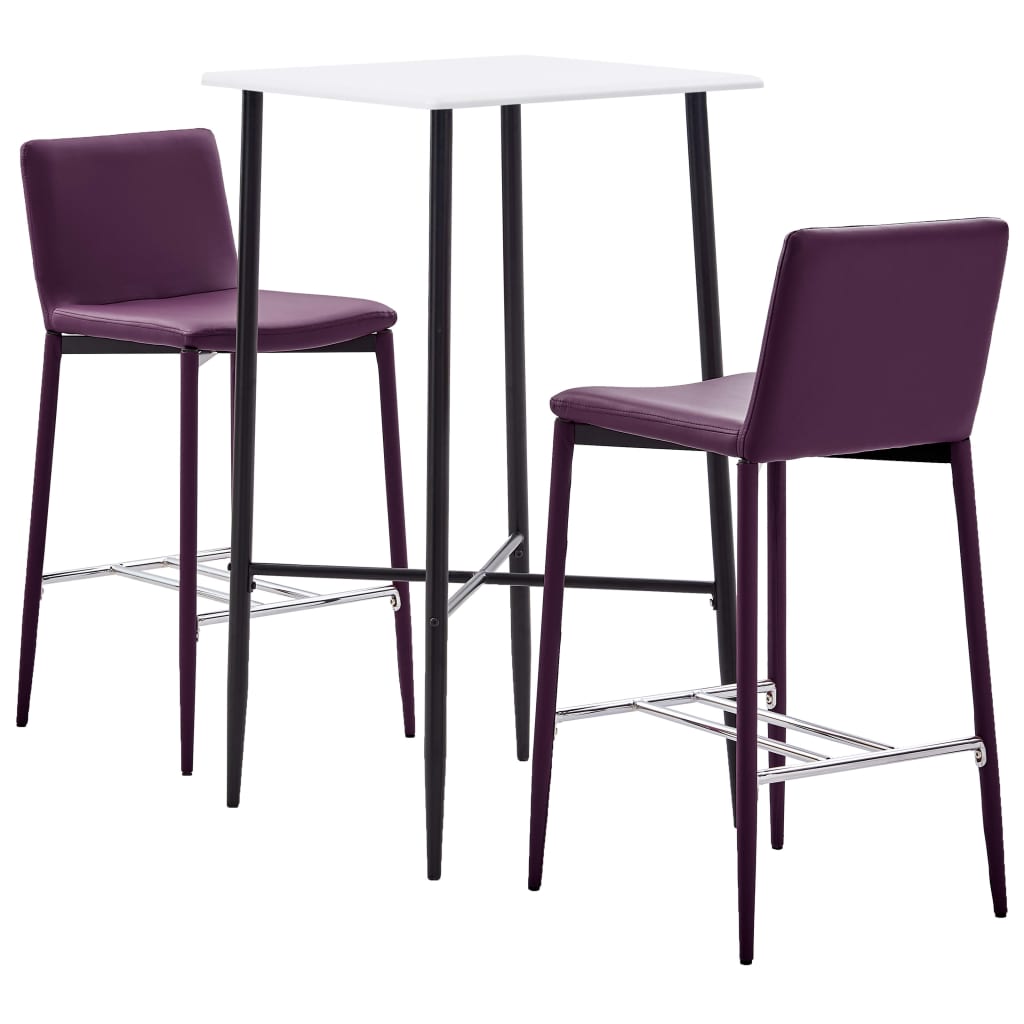  Bargrupp 3 delar konstläder lila