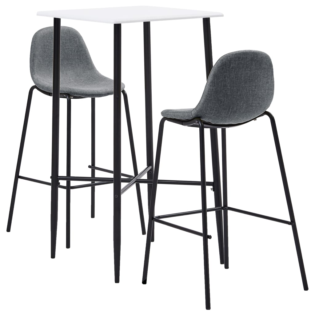  Bargrupp 3 delar tyg ljusgrå
