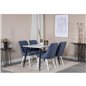 Polar Dining Table - 120*75*H75 - White / Black, Velvet Deluxe Dining Chair - White Legs - Blue Fabric_4